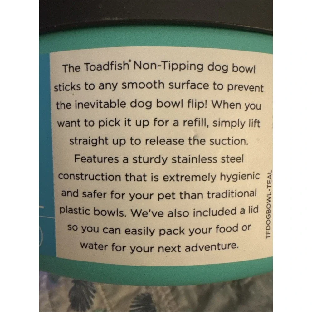Toadfish 8 cup Non-Tipping Double Wall Dog Bowl‎ Teal TG1321 NEW Pet Dish w/LID